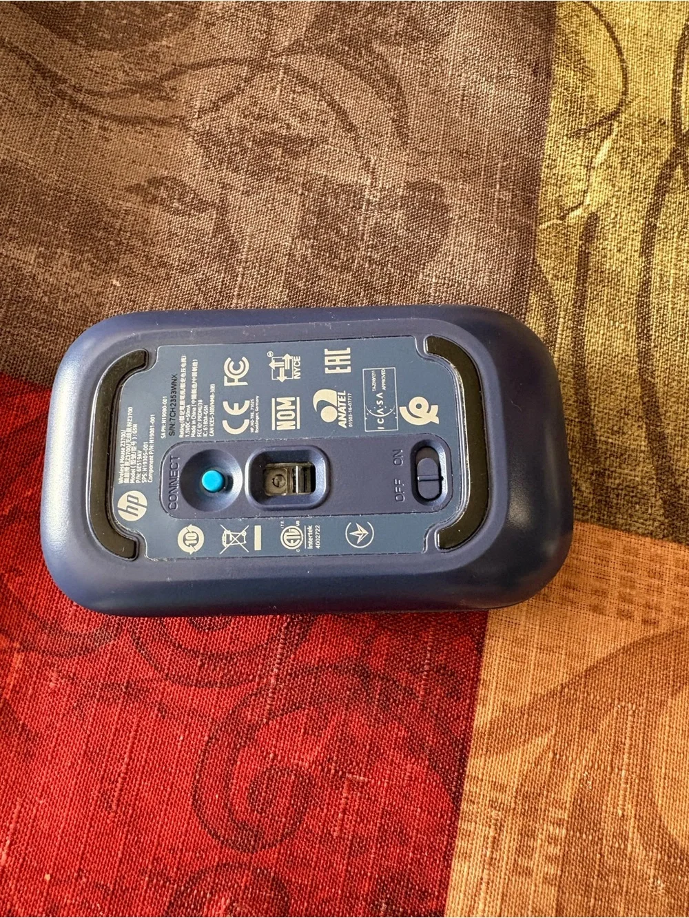 HP Z3700 wireless mouse in the blue lumiere pattern